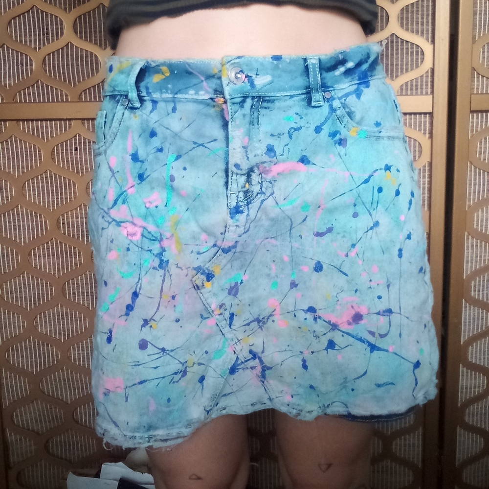 Paint Jean Mini Skirt